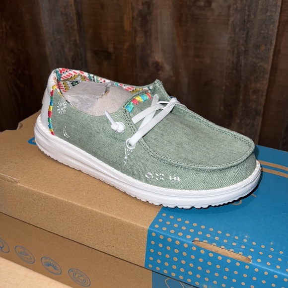 Hey Dude Other - Hey Dude Girls Youth Boho Wendy Olive Green Shoes
